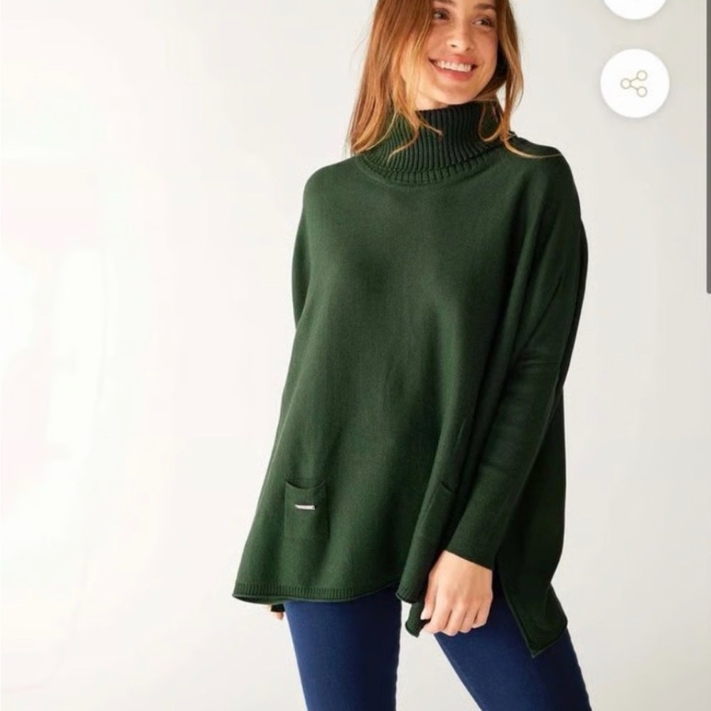 Mersea Portland Pullover Green Turtleneck Sweater One Size